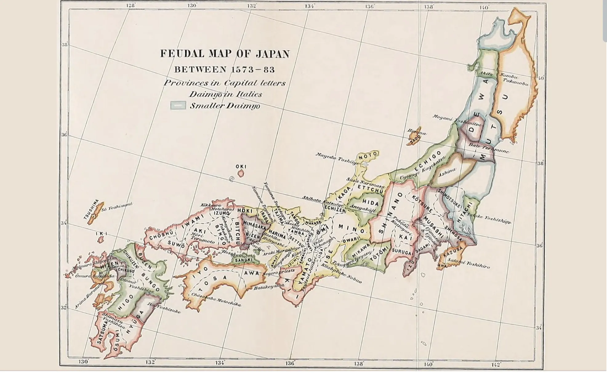 Feudal Map of Warring States Japan