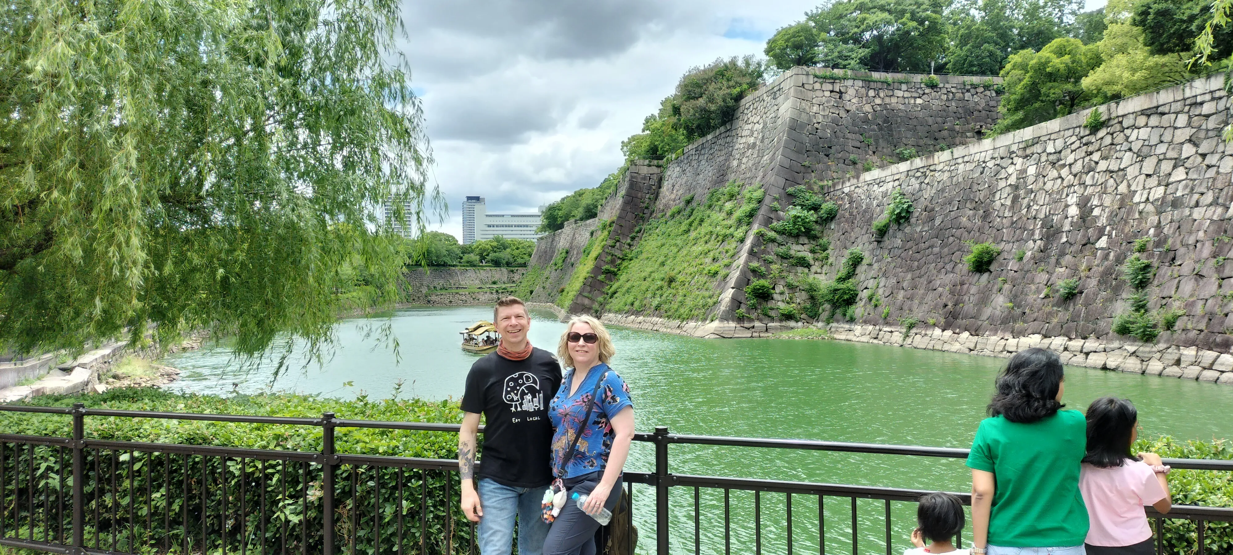 The immense stone walls and moats of Osaka Castle