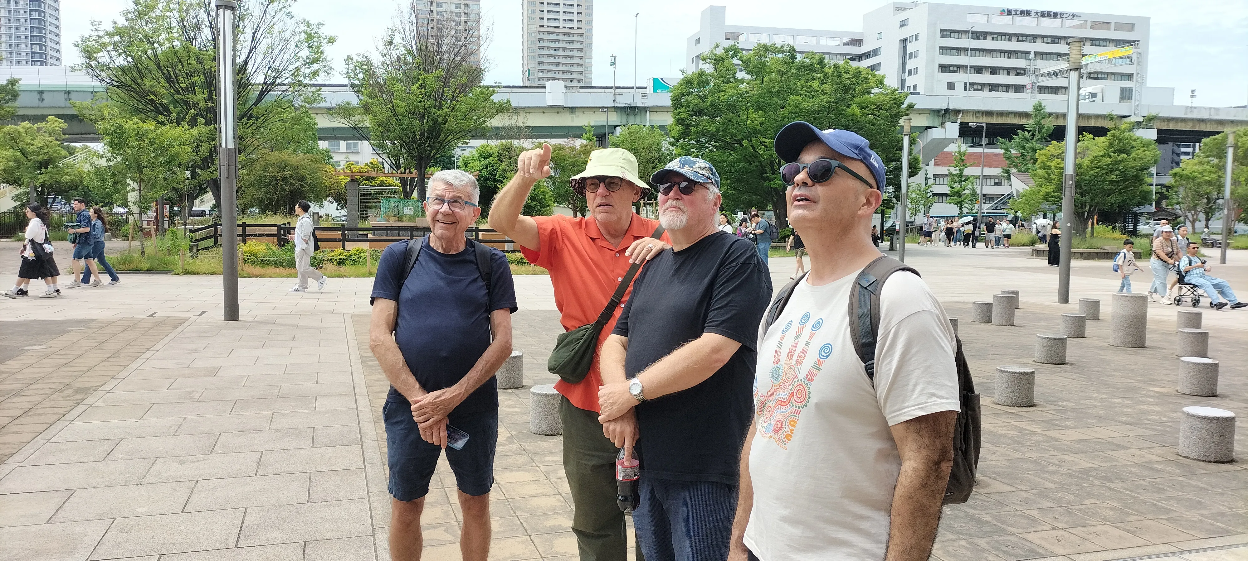 Guests contemplating ancient Osaka