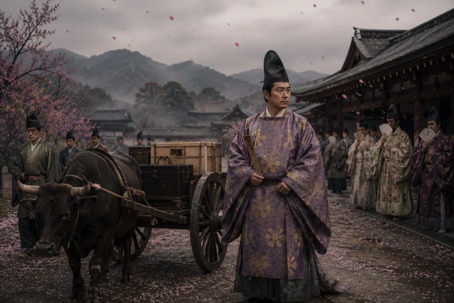 Sugawara no Michizane leaving Kyoto for exile