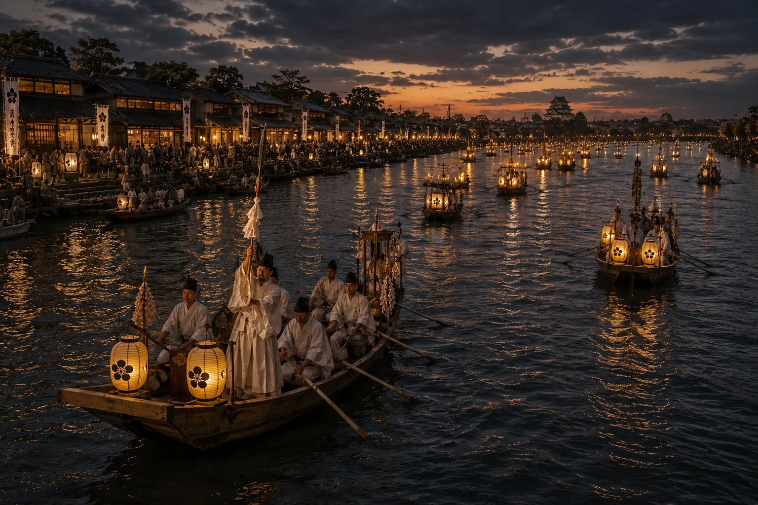 Tenjin Matsuri boat procession on the Okawa River